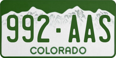 CO license plate 992AAS
