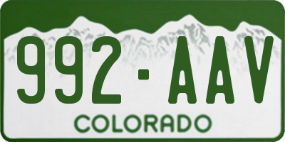 CO license plate 992AAV