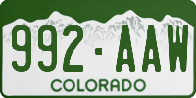 CO license plate 992AAW
