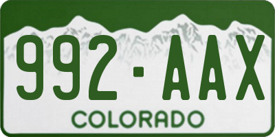 CO license plate 992AAX