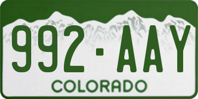 CO license plate 992AAY