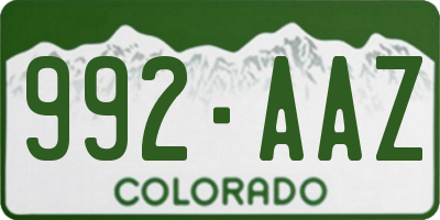 CO license plate 992AAZ