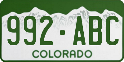CO license plate 992ABC