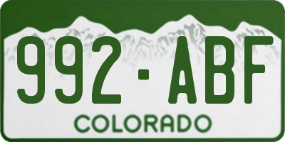 CO license plate 992ABF