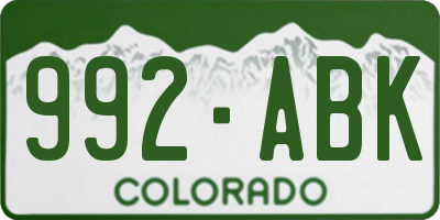 CO license plate 992ABK