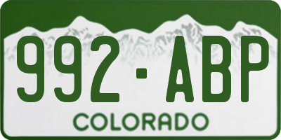 CO license plate 992ABP
