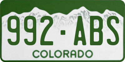 CO license plate 992ABS