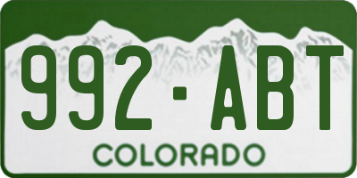 CO license plate 992ABT