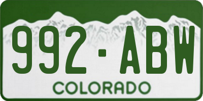 CO license plate 992ABW