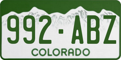 CO license plate 992ABZ