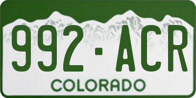 CO license plate 992ACR