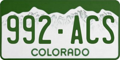 CO license plate 992ACS