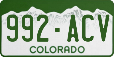 CO license plate 992ACV