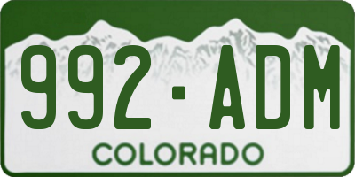 CO license plate 992ADM