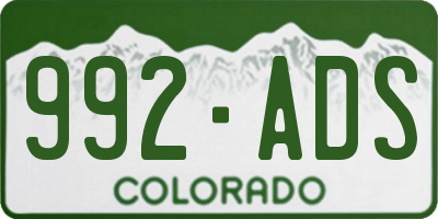 CO license plate 992ADS