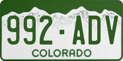 CO license plate 992ADV