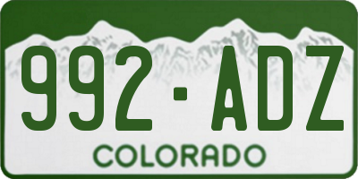 CO license plate 992ADZ
