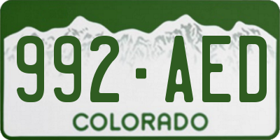 CO license plate 992AED