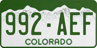 CO license plate 992AEF