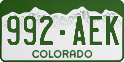 CO license plate 992AEK