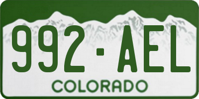 CO license plate 992AEL