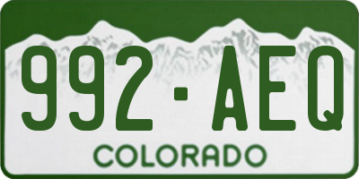CO license plate 992AEQ
