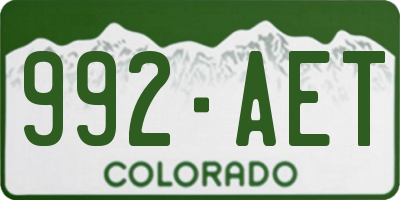 CO license plate 992AET
