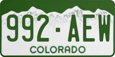 CO license plate 992AEW