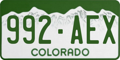 CO license plate 992AEX