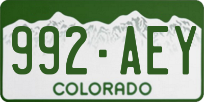 CO license plate 992AEY