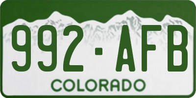 CO license plate 992AFB