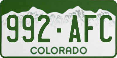 CO license plate 992AFC