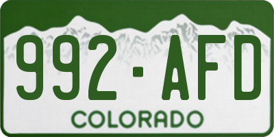 CO license plate 992AFD