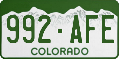 CO license plate 992AFE