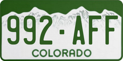 CO license plate 992AFF