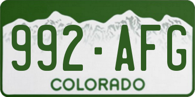 CO license plate 992AFG