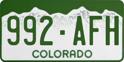 CO license plate 992AFH