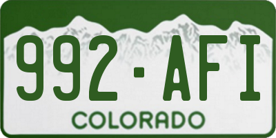 CO license plate 992AFI