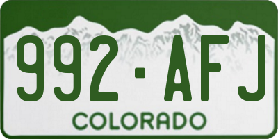 CO license plate 992AFJ