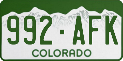 CO license plate 992AFK