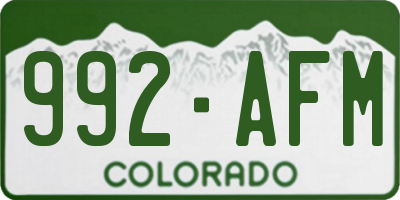 CO license plate 992AFM