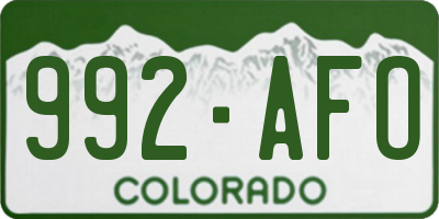 CO license plate 992AFO