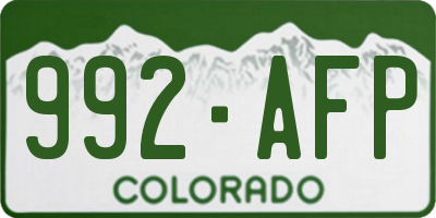 CO license plate 992AFP