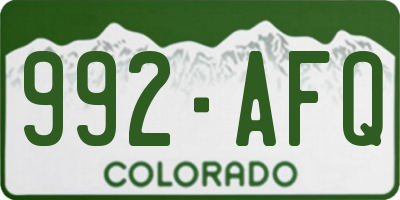 CO license plate 992AFQ