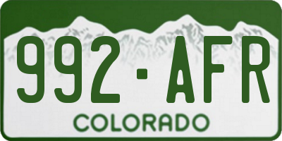 CO license plate 992AFR