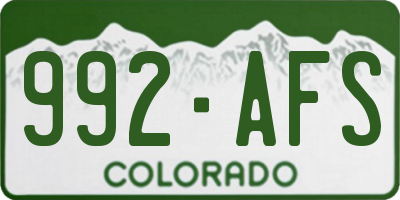 CO license plate 992AFS