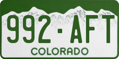 CO license plate 992AFT