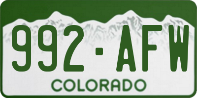 CO license plate 992AFW