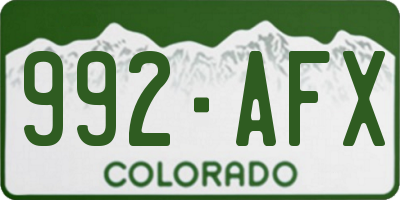 CO license plate 992AFX