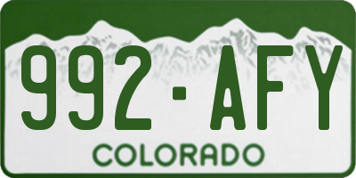 CO license plate 992AFY